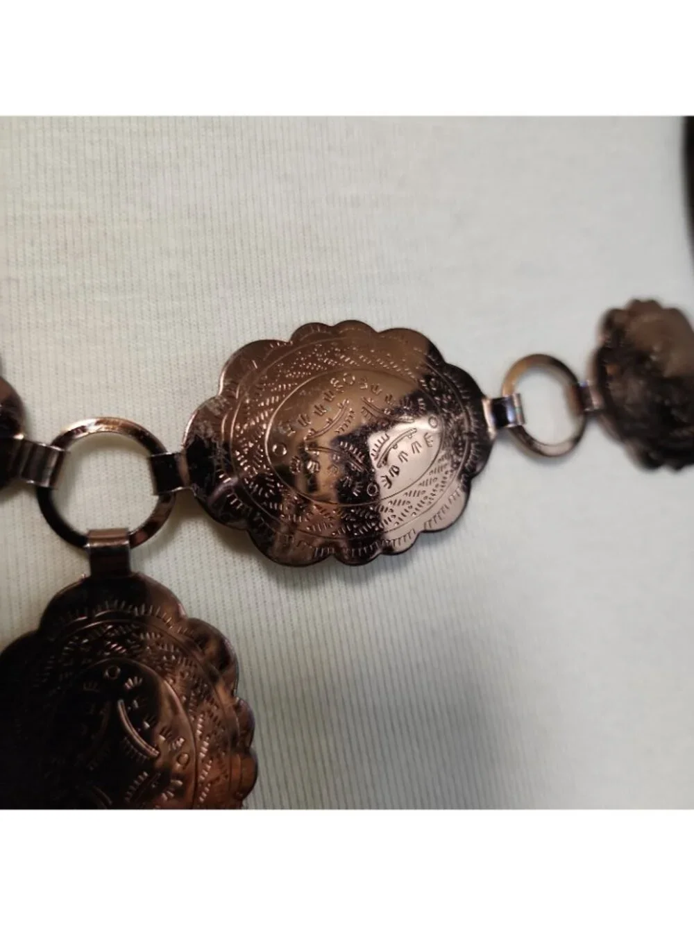 Vintage 1980’s Native American Concho hammered copper belt 38” Adjustable